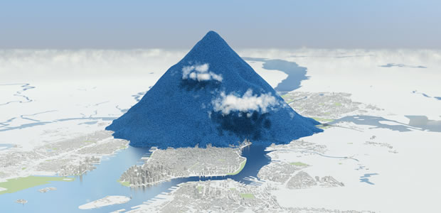 A visual representation of the carbon dioxide released into the atmosphere every day in 2012/ Image: Carbon Visuals