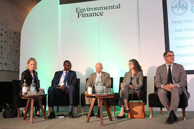L - R: Stephanie Sfakianos, BNP Paribas; Massamba Thioye, UNFCC; Henry Shilling, Moody's Investors Service; Christina Hack, KfW; Aldo Romani, EIB